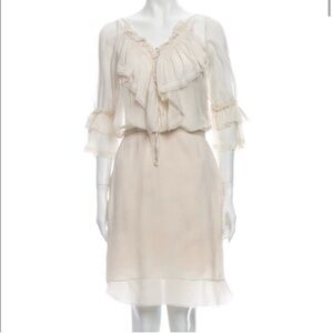 Zac Posen | Silk Ruffle Ivory Cream Dress Size 8
